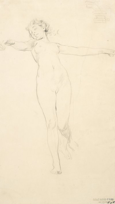 Sketch of Standing Female Nude, Possibly for Moods to Music Mural by Robert Frederick Blum